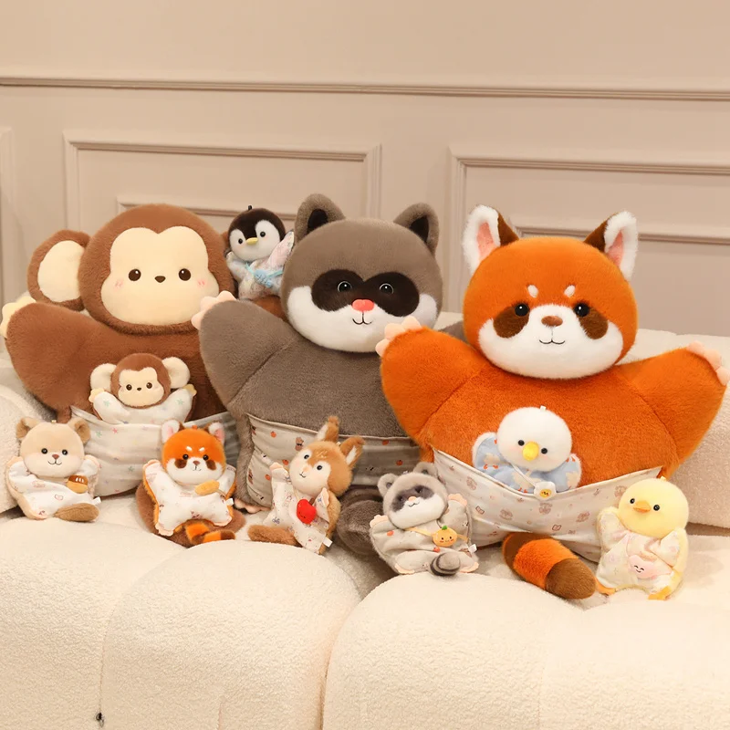 

Cute Cartoon Raccoon Fox Deer Plush Toys Pillow Stuffed Soft Animal Red Panda Dolls Sofa Cushion Pendant Decor for Girls Gifts