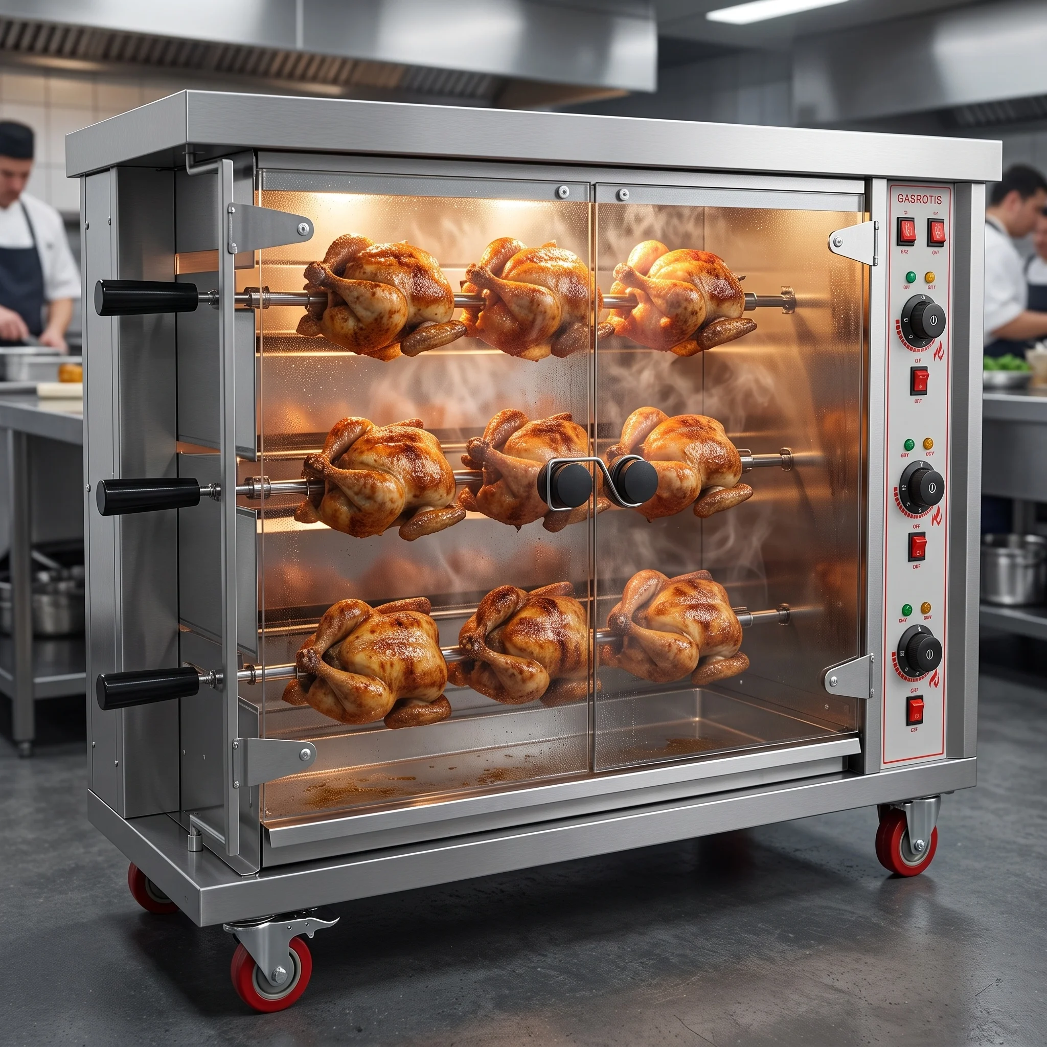 Commercial Gas Chicken Rotisserie Oven 3/6/9 Rods Stainless Steel Roaster for BBQ Shop