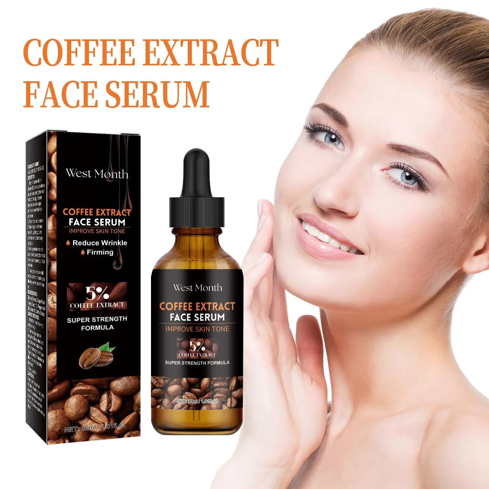 30ml West Month Cafe Face Serum-the All-in-One Skincare Solution for Brightening, Smoothing and Hydrating, Freckle Fading