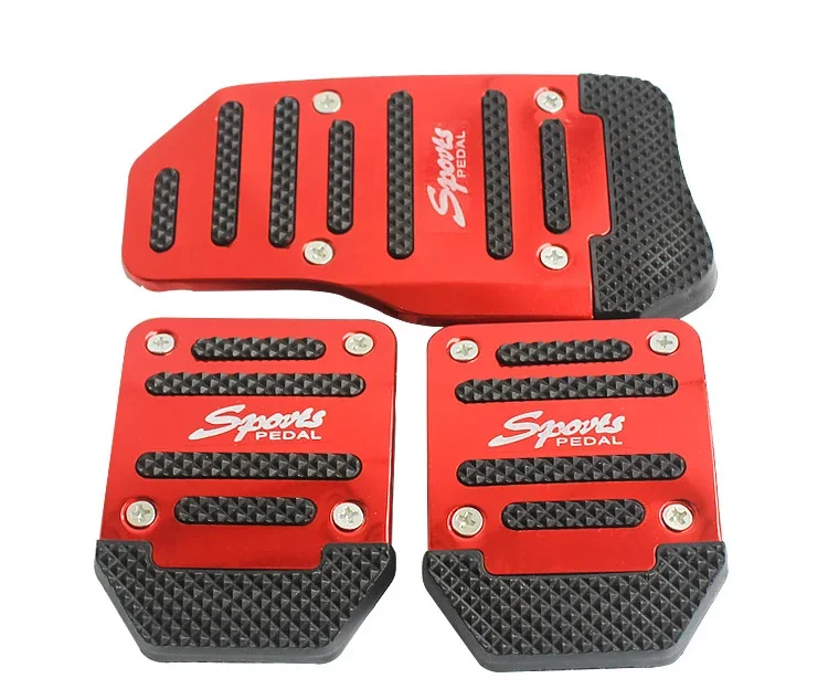 Universele Aluminium Automatische Transmissie Auto Pedaal Cover Rem Brandstof Gas Voet Pad Set Kit Pedalen Rood Blauw Zilver Antislip gereedschap