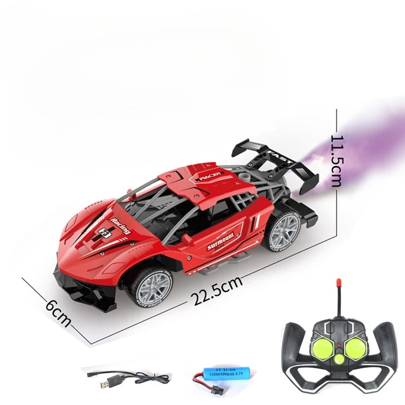 

USB Charge RC Car Spray Fog Drift Remote Control Car Smoking with LED Light Electronic Racing vehicle Boys Kids Toy gift