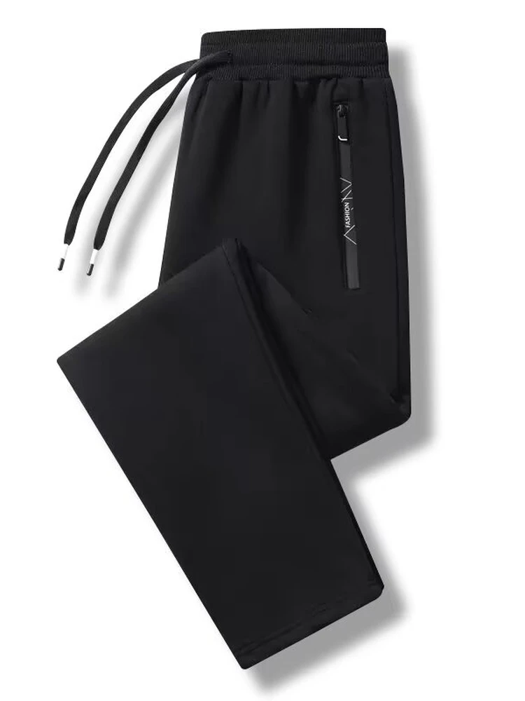 Spring Autumn Men's Elastic Waist Casual Pants Zipper Pocket Cuffed Long Pants Super Versatile Skin-friendly Sweatpants