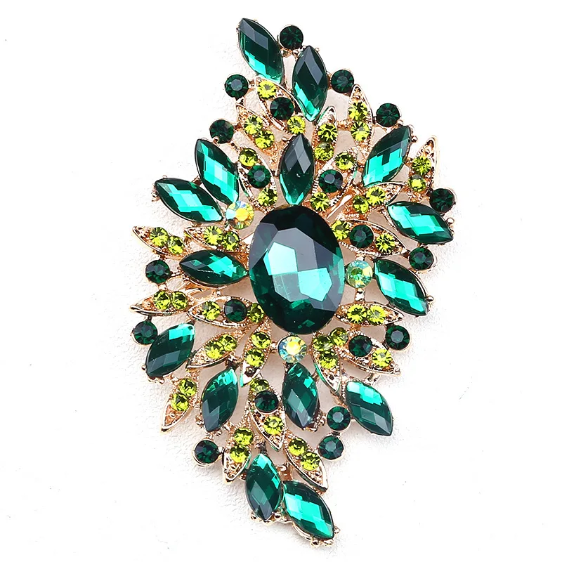 Broche de vidro manchado para mulheres, Glamoroso Refinado, Cristal Grande, Acessórios de Roupas Femininas, Luxo High End