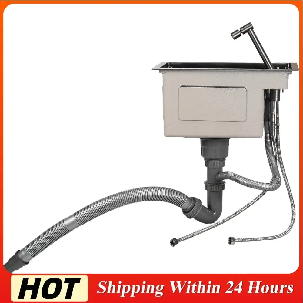 

16.9 X 9.8 X 8.7 Inch Small Kitchen Sink with Foldable Faucet Stainless Steel Single Bowl Sink for RV