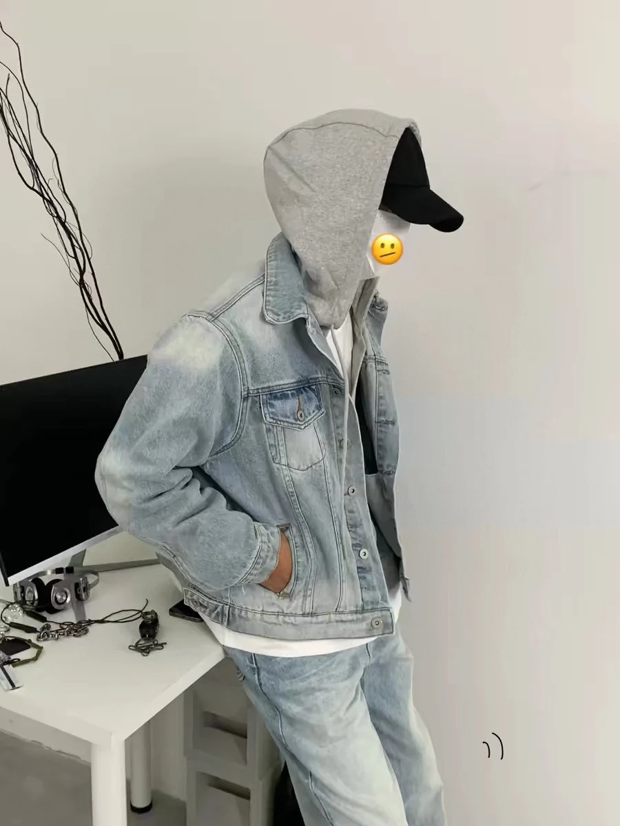 

Плотная джинсовая куртка с эффектом потертости и дизайнерским кроем Cleanfit, весенне-осенняя верхняя одежда, модная куртка для мужчин и женщин