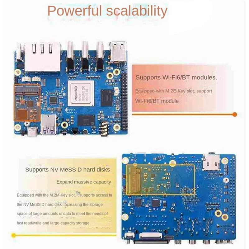 For Orange Pi 5 Plus 16GB RAM RK3588 Octa-Core 2.5G Dual Network Port with PCIE Expansion Board with Accessories US Plug