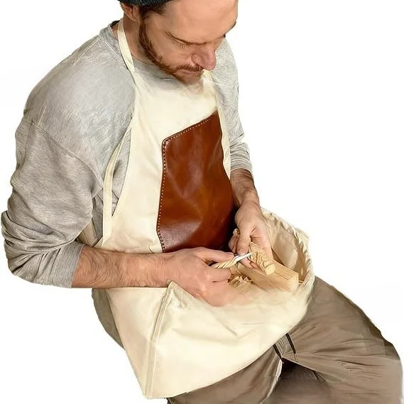 

Unisex Work Apron With Leather Accents For Personalized Branding Custom Logo Pu Leather Apron With Brown Patches & Tool Pockets