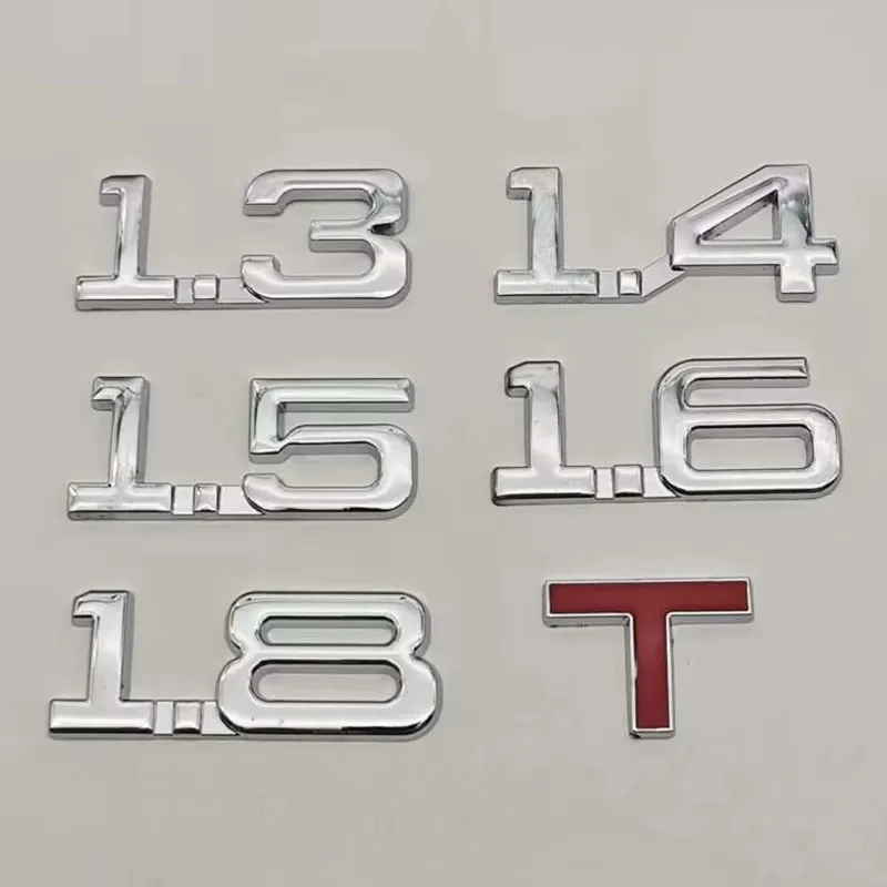 3D Metal Car Displacement 1.6 1.8 T Volume Logo Car Rear Trunk Emblem Badge Vehicle Sticker