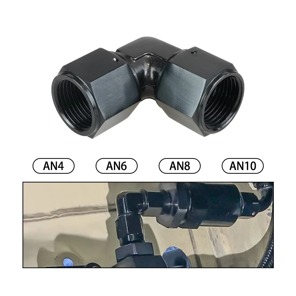 AN4 AN6 AN8 AN10 raccordi per tubi flessibili a gomito girevoli a 90 gradi filettatura femmina per adattatori per tubi flessibili per linea intrecciata adattatore per linea carburante