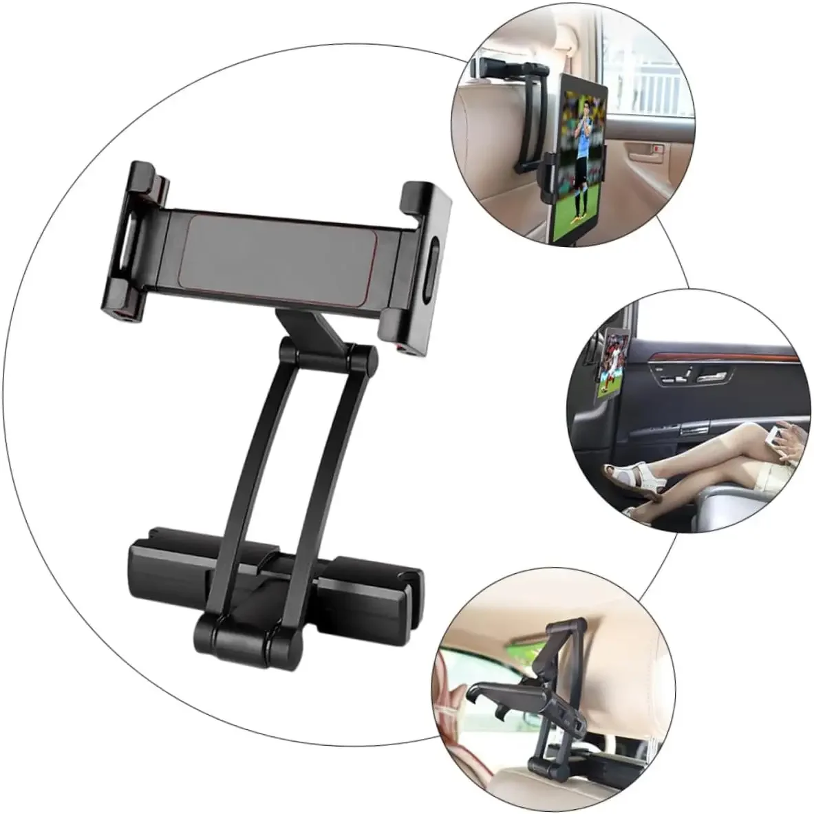 Universal Car Headrest Mount Holder for Kids Car Phone Holder with Angle- Adjustable Holding Clamp for Phone Tablets for Iphone