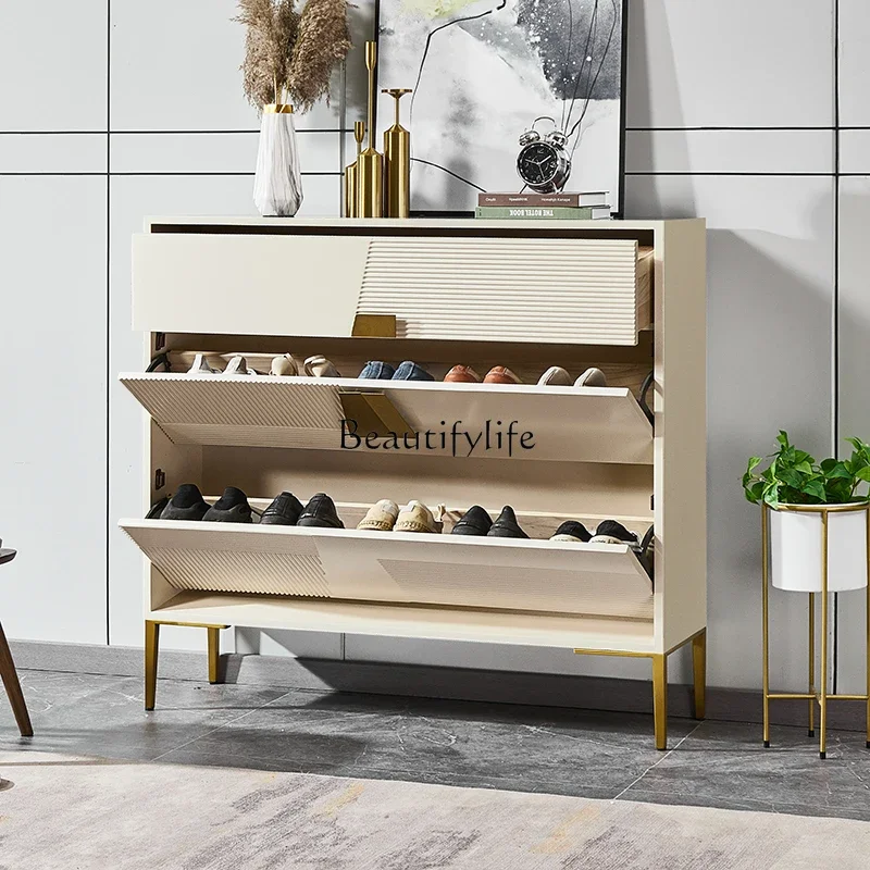 05-*Italian light luxury tipping bucket shoe cabinet ultra-thin modern simple door locker