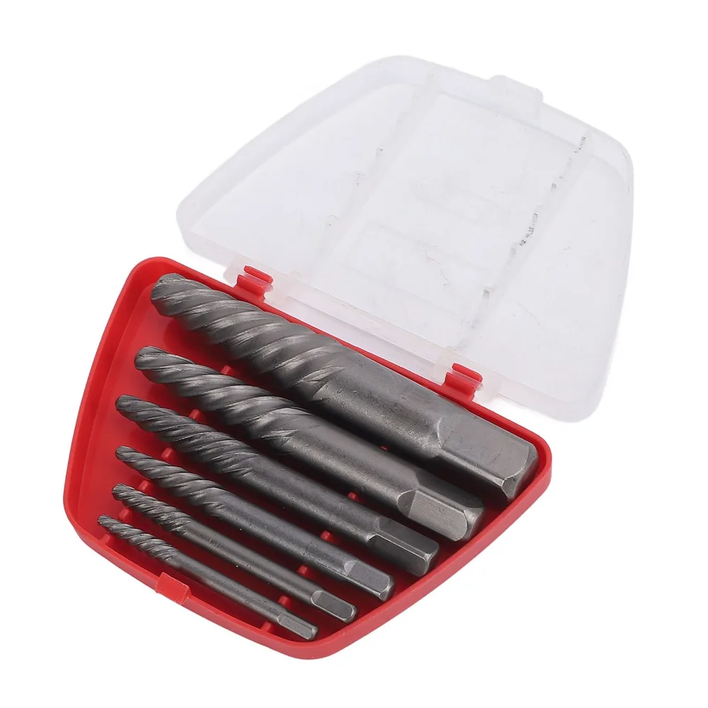 6PCS Durable Bearing Steel Damaged Screw Extractor Heavy Duty Universal Broken Bolt Remover Stud Extractor Broken Screw Removal