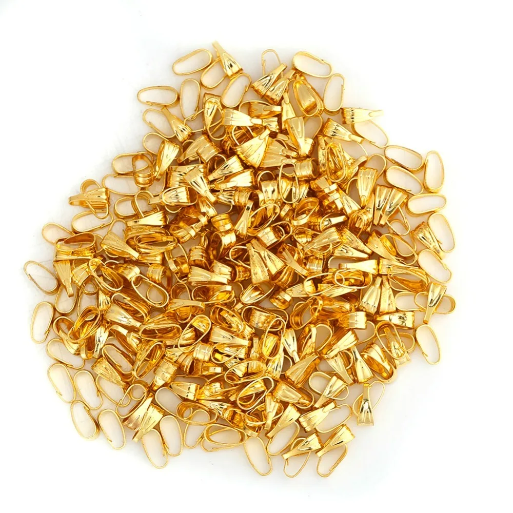 300Pcs Flat-Back Different Colors Snap Bail Hook 3*7mm Alloy Pendant Clasp Connector Pinch Clips Clasps for Jewelry Making