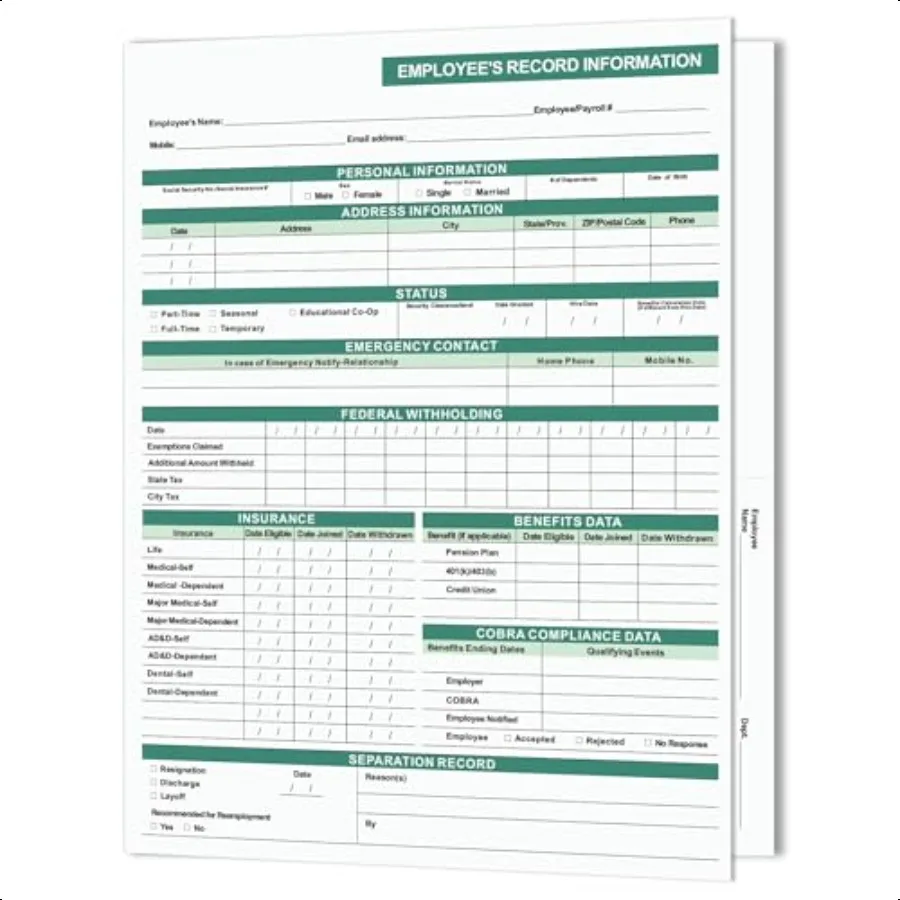 

Employee Personnel File Folders 25 Pack 9.5 11.5inch 2 Inner Pockets for Letter Size Paper Storage of Employee Records and Form
