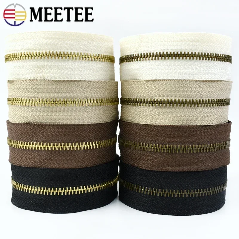 1-10Meters Metal Zippers By The Meter Sewing Bag Zipper Closure Jacket Zips Repair Kit Clothes Shoes DIY Garment Accessories