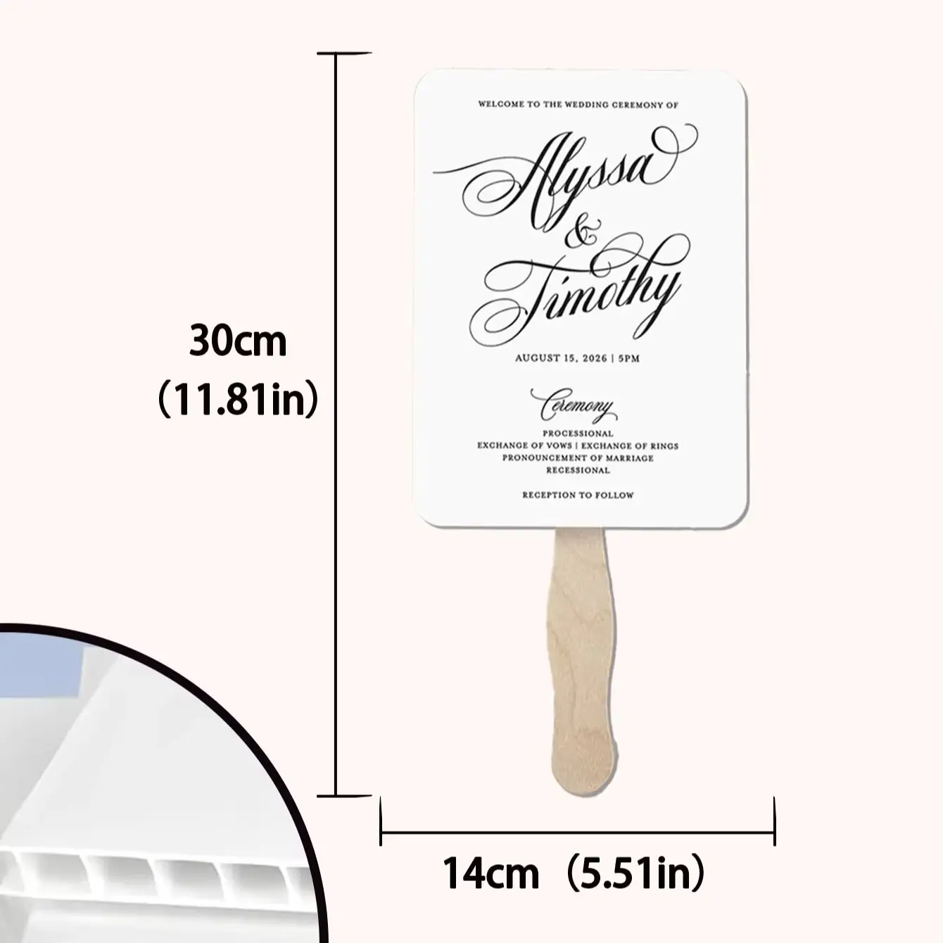 Custom Wedding Program Fans for Guests, Personalized Text Ceremony Paddle Hand Fans, Minimalist Black Script Welcome
