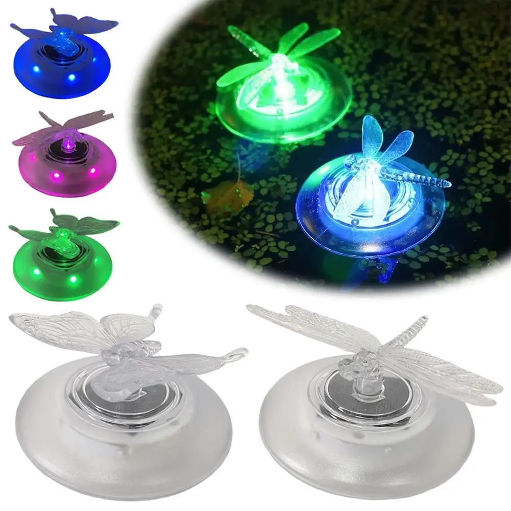 Adornos solares para piscina con forma de libélula, luz flotante para estanque, iluminación impermeable, lámpara LED de eficiencia energética desmontable