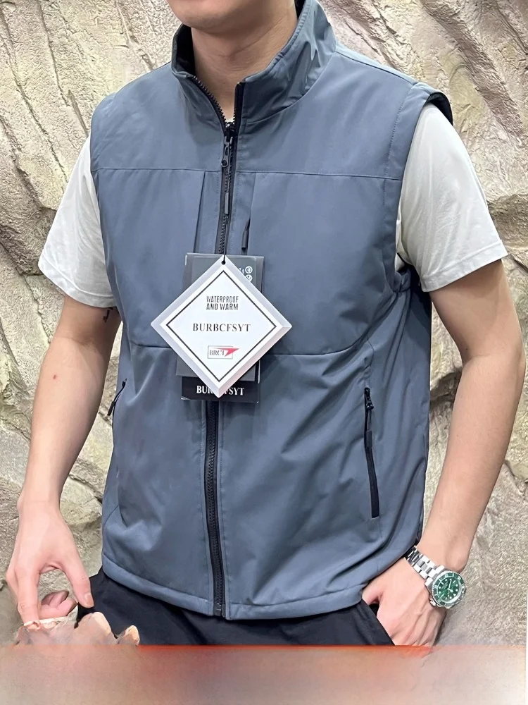 

Double-Sided Wear 3D Tailored Fce Lined Stand Collar Vest for Men Windproof Waterproof Autumn Winter Youth Casual Faion