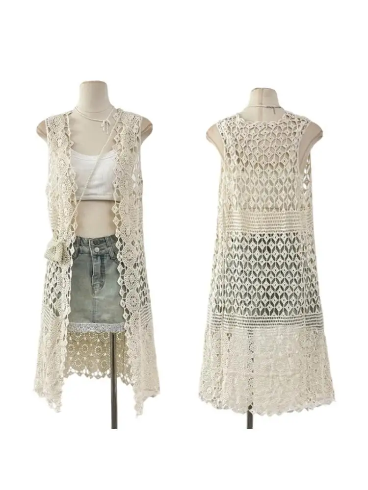 

652F Breathable Cotton Blend Openwork Shirt For Vacation Outdoor Activities