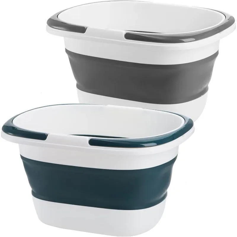 

2-piece set of 16L/4.2 gallon foldable plastic bucket, foldable mop bucket, laundry basket (with handle), portable water bucket