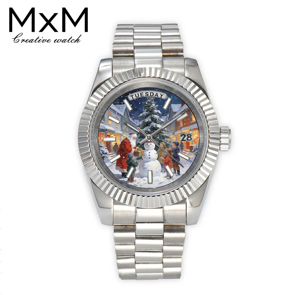 

Часы Miyota 8285, сапфировое стекло, нержавеющая сталь, часы 36/40 мм, рождественские креативные мужские часы, механизм 8285, женские часы