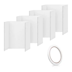 4 Pcs Trifold Poster Board Fold Presentation Board Comes With Sticky Accessories,Corrugated Presentation