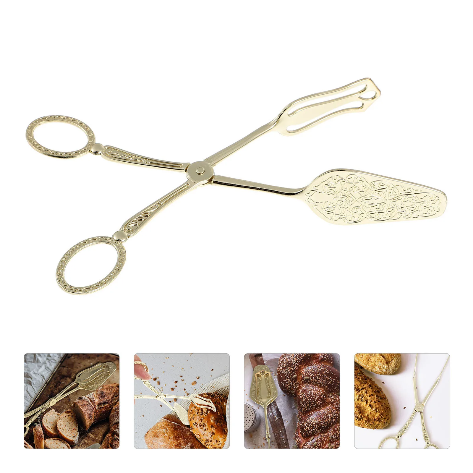

1pc Bread Clip High-Quality Zinc Alloy Long Handle Hollow Design Kitchen Tong For Baking Cooking Serving Food Multipurpose