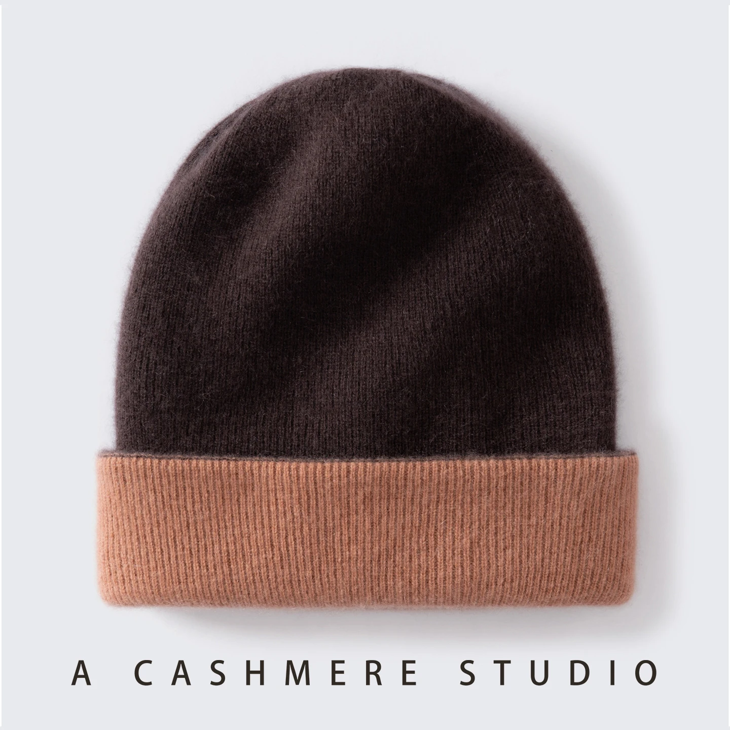 A-Class Cashmere Unisex 2-Layer Thick Flanging Cap Winter Warm Patchwork Beanie Outdoor Knitted Casual Cap For Men and Women