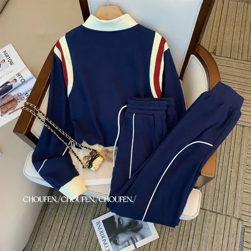 Sport Suit for Women Spring Autumn 2023 Korean Retro Fashion Clothing Two-piece Set Tracksuit Women Sportswear Set Outfits