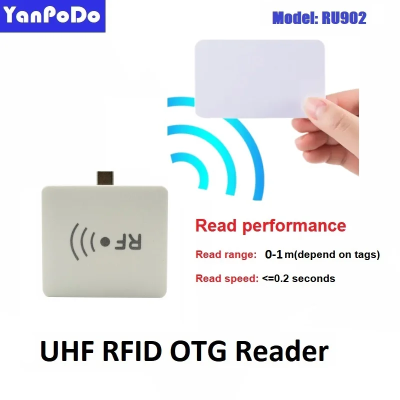 Yanpodo 860-960Mhz Portable Handheld UHF RFID Android OTG Reader USB RFID Reader UHF range 1M Type-c Interface with APK and SDK