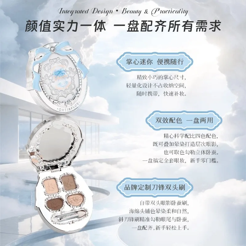 CHEERFLOR 4-Color Eyeshadow Palette Matte Base,Shimmer Highlight & Soft Glitter,Under-Eye Brightening & Contour,All-in-One