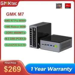 GMKtec M7 AMD R7 Pro 6850H Игровой мини-ПК 8-ядерный 16-поточный 32 ГБ DDR5 1 ТБ SSD Игровой настольный мини-компьютер ПК со слотом Oculink