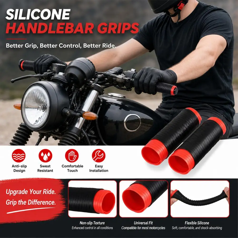 

Upgrade Motorcycle Silicone Handlebar Cover Universal Self Shrinking Non-Slip Motorcycles Grip Covers Sleeve Protector Cover