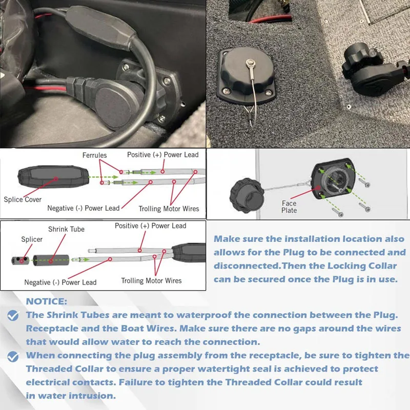 1865128 MKR-26 Trolling Motor Plug and Receptacle Marine Battery Accessory, for Freshwater and Saltwater Applications,‎48 Volts