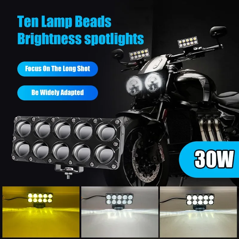 6/10 Lens Auxiliary Motorcycle Spotlight Working Fog lights Bulb Projector Headlight Additional Electric Driving Spot Lamp12-80V