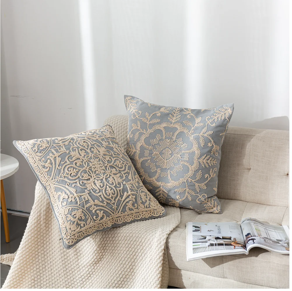 American style cotton thread embroidered disc-shaped pillow, for chair, sofa, bed, car room, home decoration, wholesale, mf919