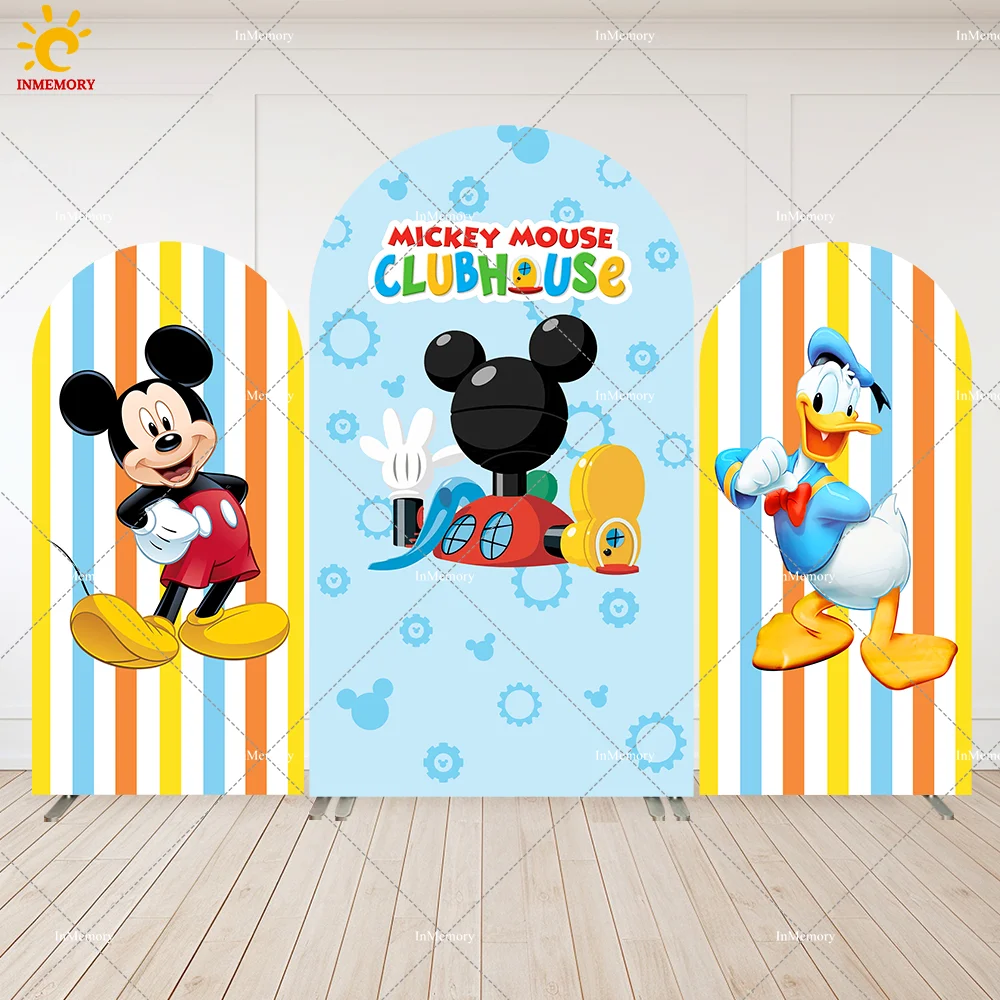 Cartoon Mickey and Daisy Duck theme Boy Birthday Party Arch Backdrop Wall Personalised Mickey Clubhouse Baby Shower Banner Cover