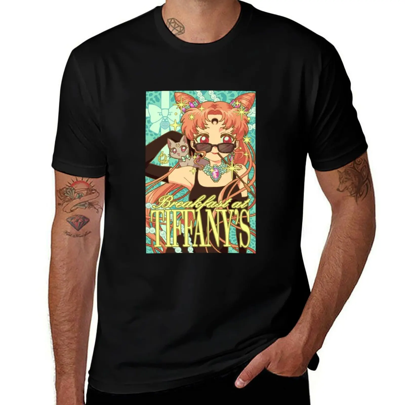 

Black Lady: Breakfast at Tiffany's T-Shirt quick-drying baggy shirts hippie clothes oversizeds mens clothes