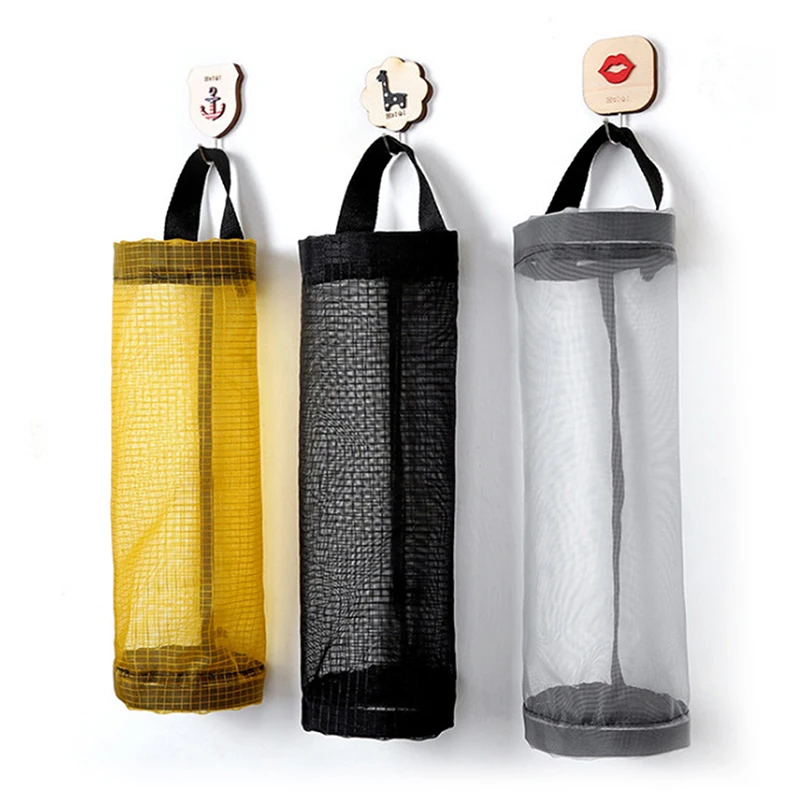 Home Grocery Bag Holder Wall Mount Plastic Bag Holder Dispenser Hanging Storage Trash Garbage Bag Kitchen Garbage Organizer
