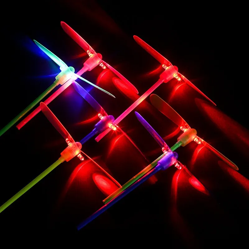 10PCS Novelty Plastic Bamboo Dragonfly Propeller Luminous Toys Kids Outdoor Toy Tradition Classic Nostalgic Toys Flying Arrows