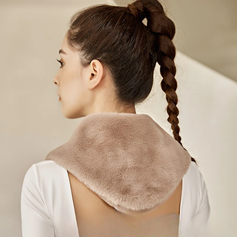 Autumn and winter neck protection and warmth artifact imitation rabbit velvet scarf cold-proof thick plush scarf