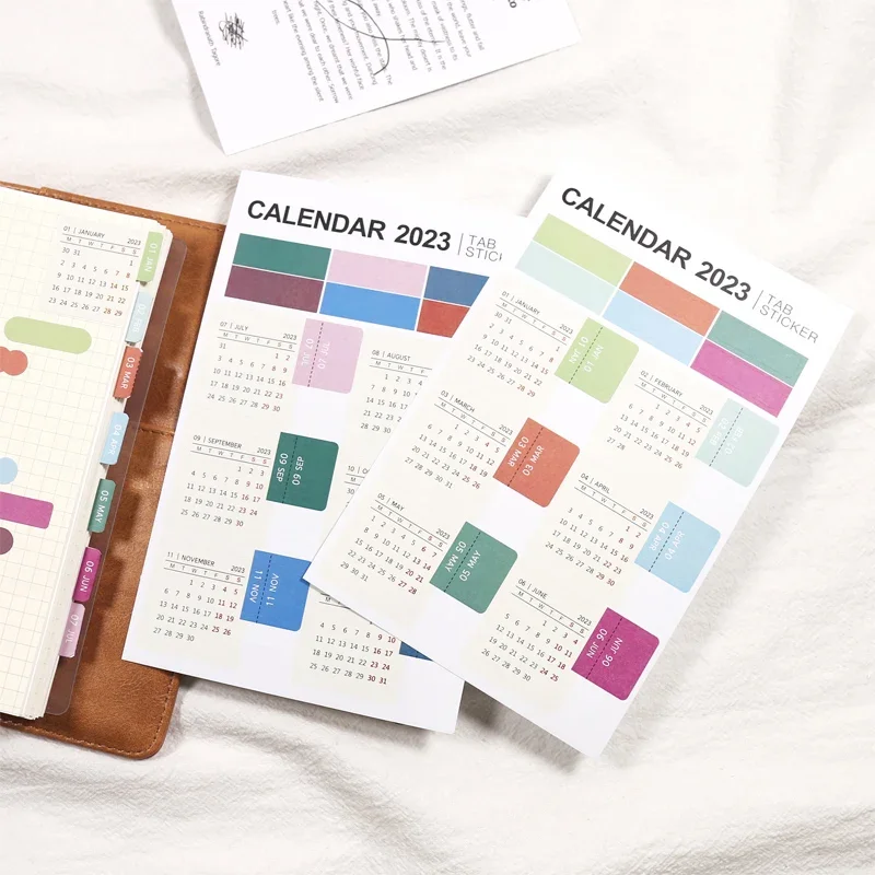 2024 2025 Calendar Index Sticker Notebook Label Sticker Color Multi-functional Classification Sticker Office Stationery Supplies