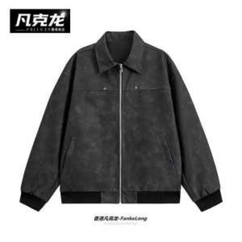 جديد ربيع الخريف العصرية ملابس خارجية متعددة الاستخدامات بدلة العمل سترة جلدية للرجال من جلد الغزال