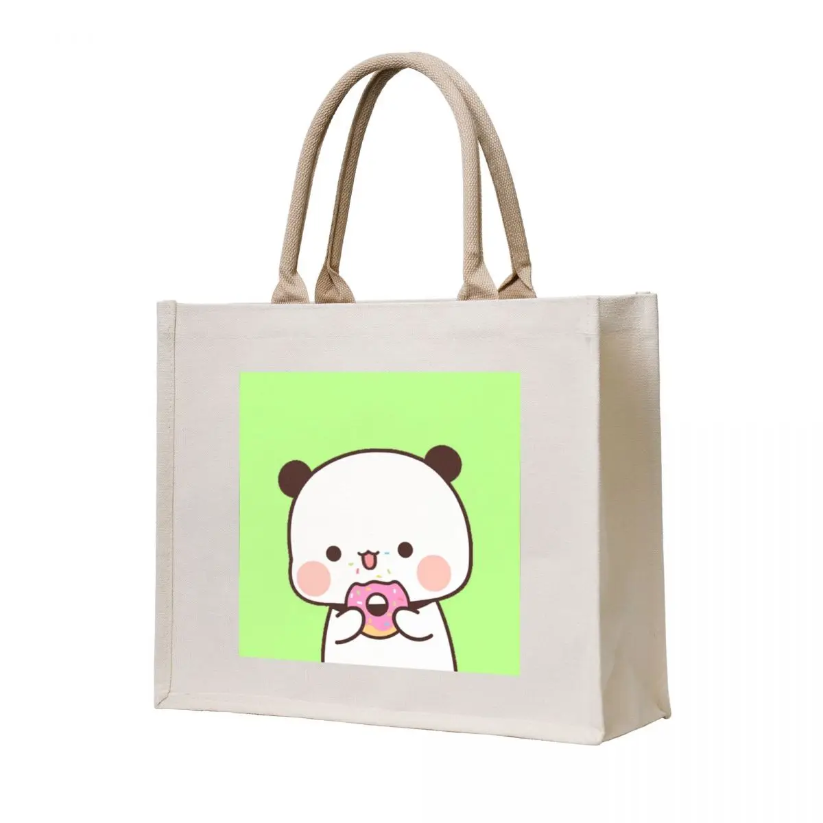 

Cute Bubu Is Enjoying The Donuts Tote Bag Shopping bags reusable shopping bags Women's handbag hand bag ladies
