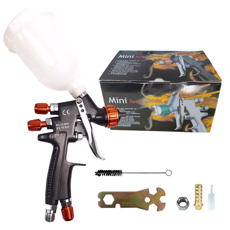 Mini Spray Gun 1.0MM Paint Spray Gun Nozzle Kit 400CC/250CC Tank Air Paint Gun With Paint Mixing Cup And Adapter