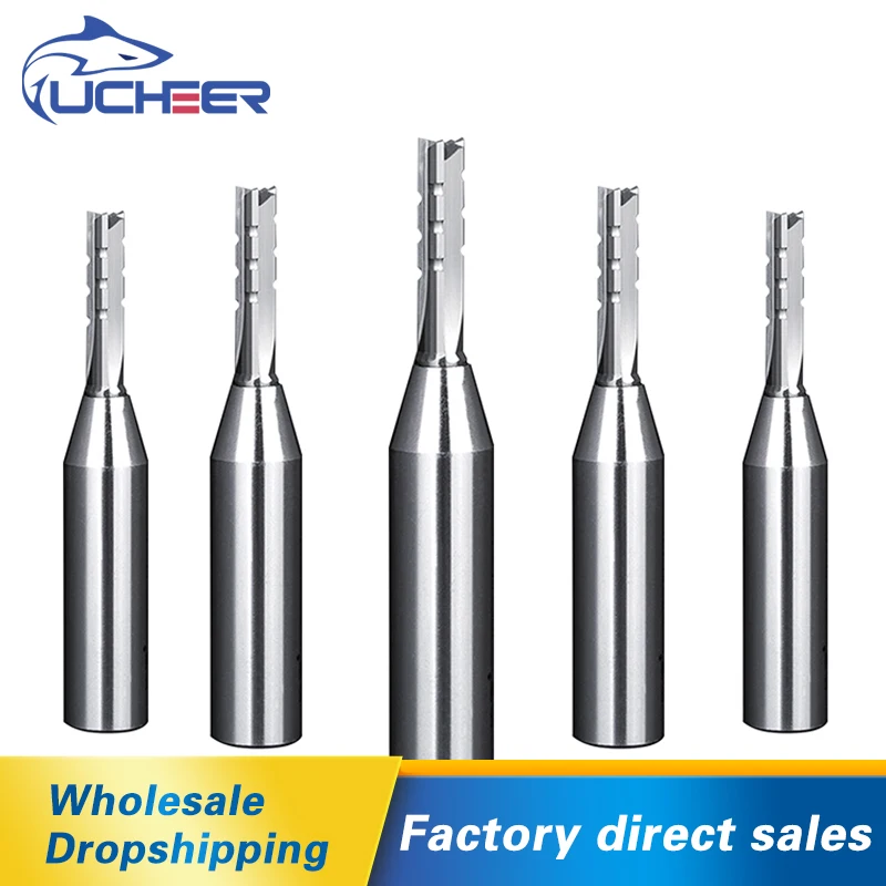 

UCHEER 1set 3flutes d6/8 1/2shank Router Bit Woodworking Spiral/straight groove TCT solid Tungsten steel carbide carving tools