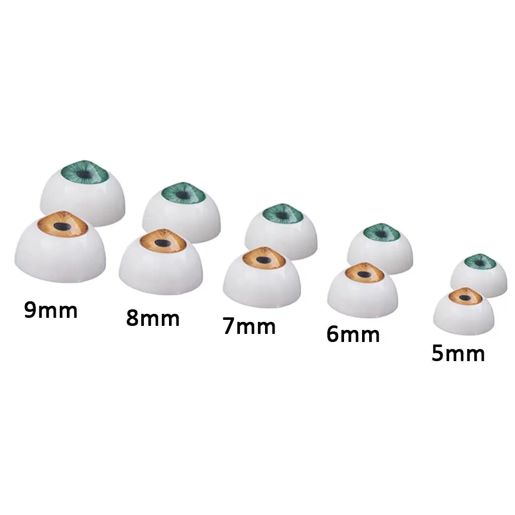 4 Pairs Oval Flat Back Plastic Eyes 5mm/6mm/7mm/8mm/9mm Iris for Porcelain or Reborn Dolls Making DIY Supplies