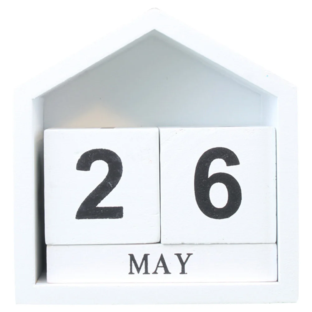 Wooden Perpetual Calendar Block For Desk Tabletop Date Changer Home Office Decor Teacher Gift Wood Block Calendar Stand Reusable