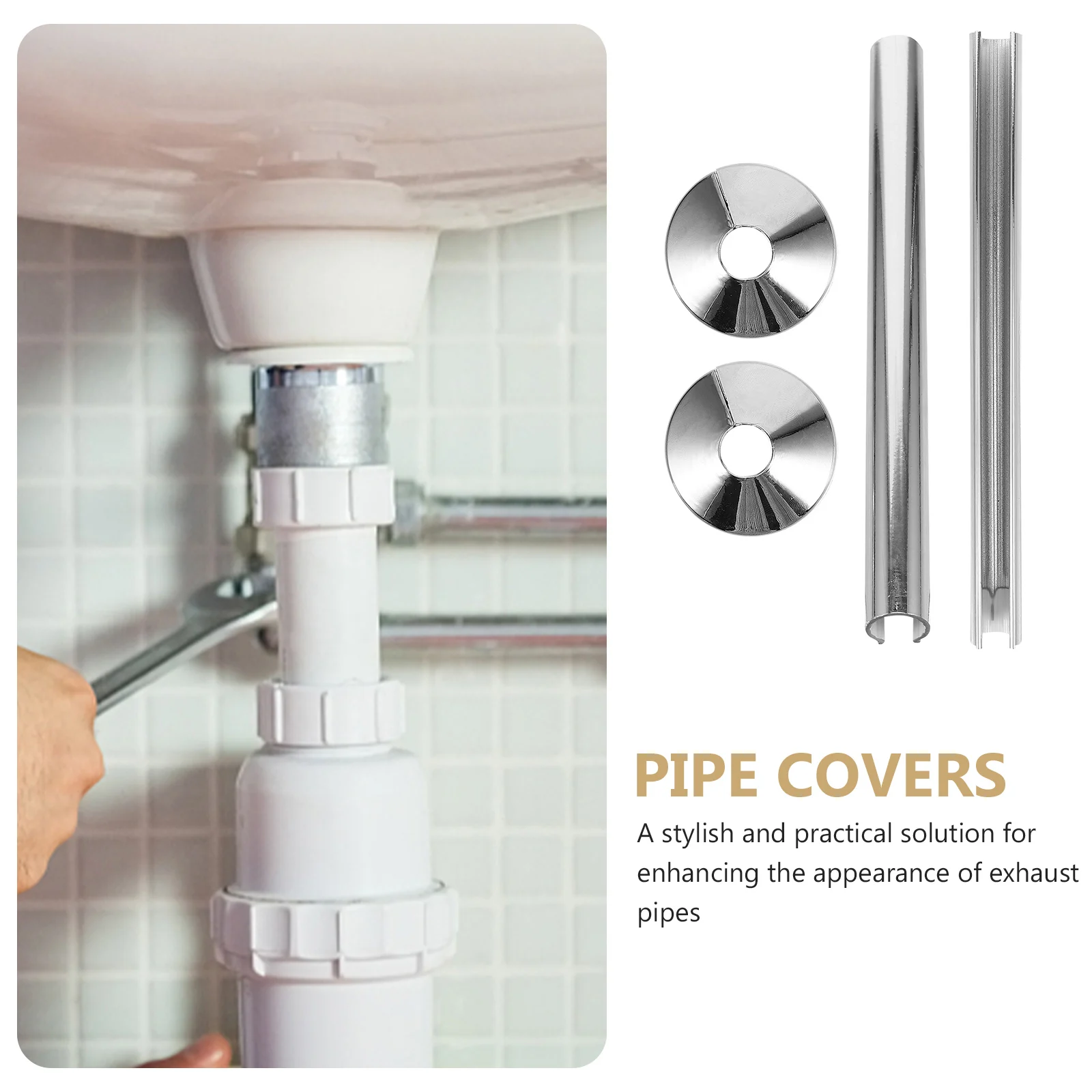 

2 Sets 2x15mm 15x200mm Pipe Covers Decorative White Plastic Collar Heater Sleeve Kitchen Faucet Accessories Radiator Pipes Water