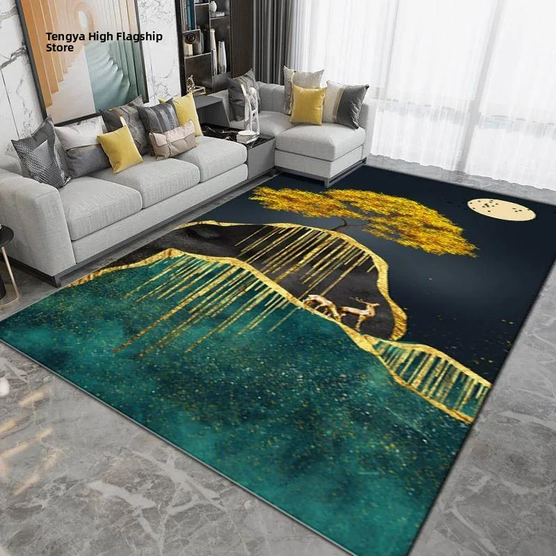

Nordic Sle Carpet for Living Room Bedroom Sofa Tea Table Side Bed Mat Home Use High-End Feeling Square Polyester Print Rug